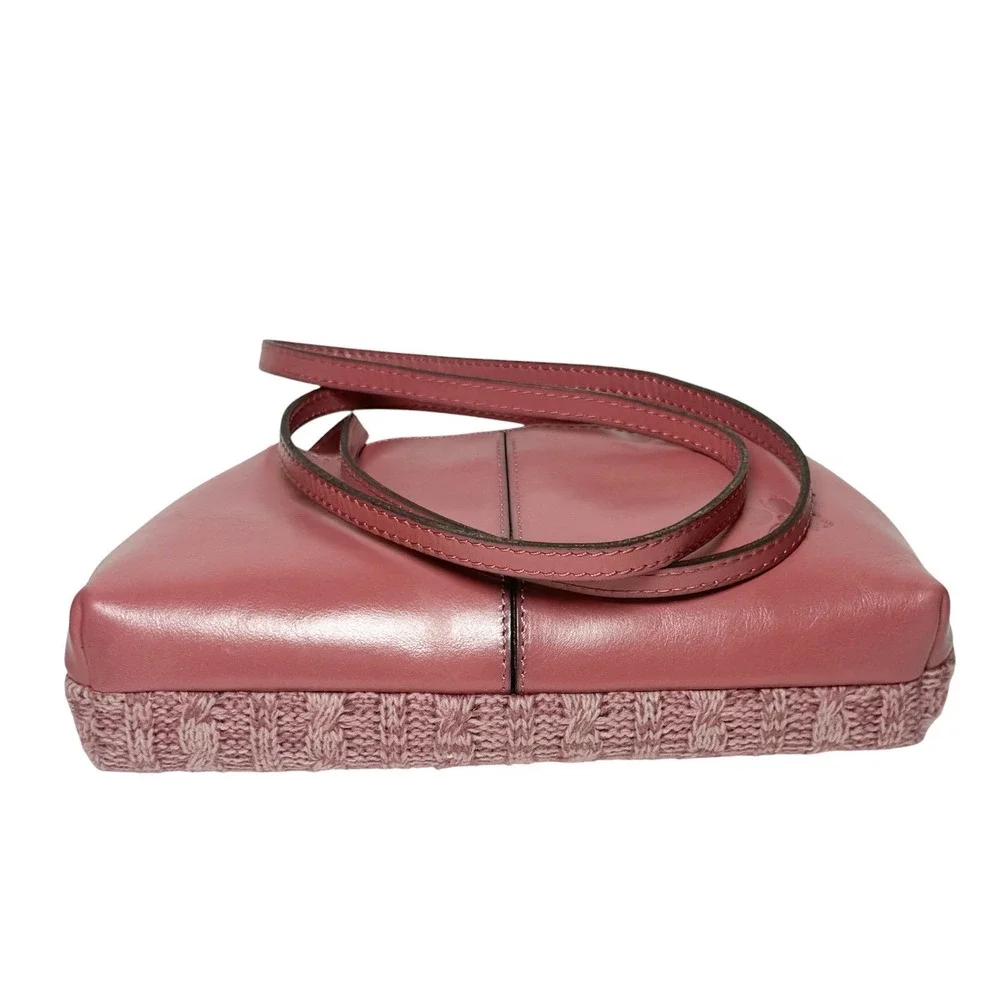 PATRICIA NASH Silvia Frame Bag Dusty Rose Leather & Knit Kiss Lock Crossbody